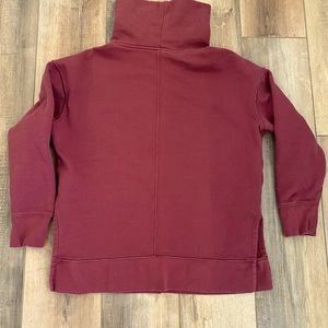 Athleta 24/7 Funnel Neck Sweatshirt - Red French Terry Relaxed Fit Pullover S
